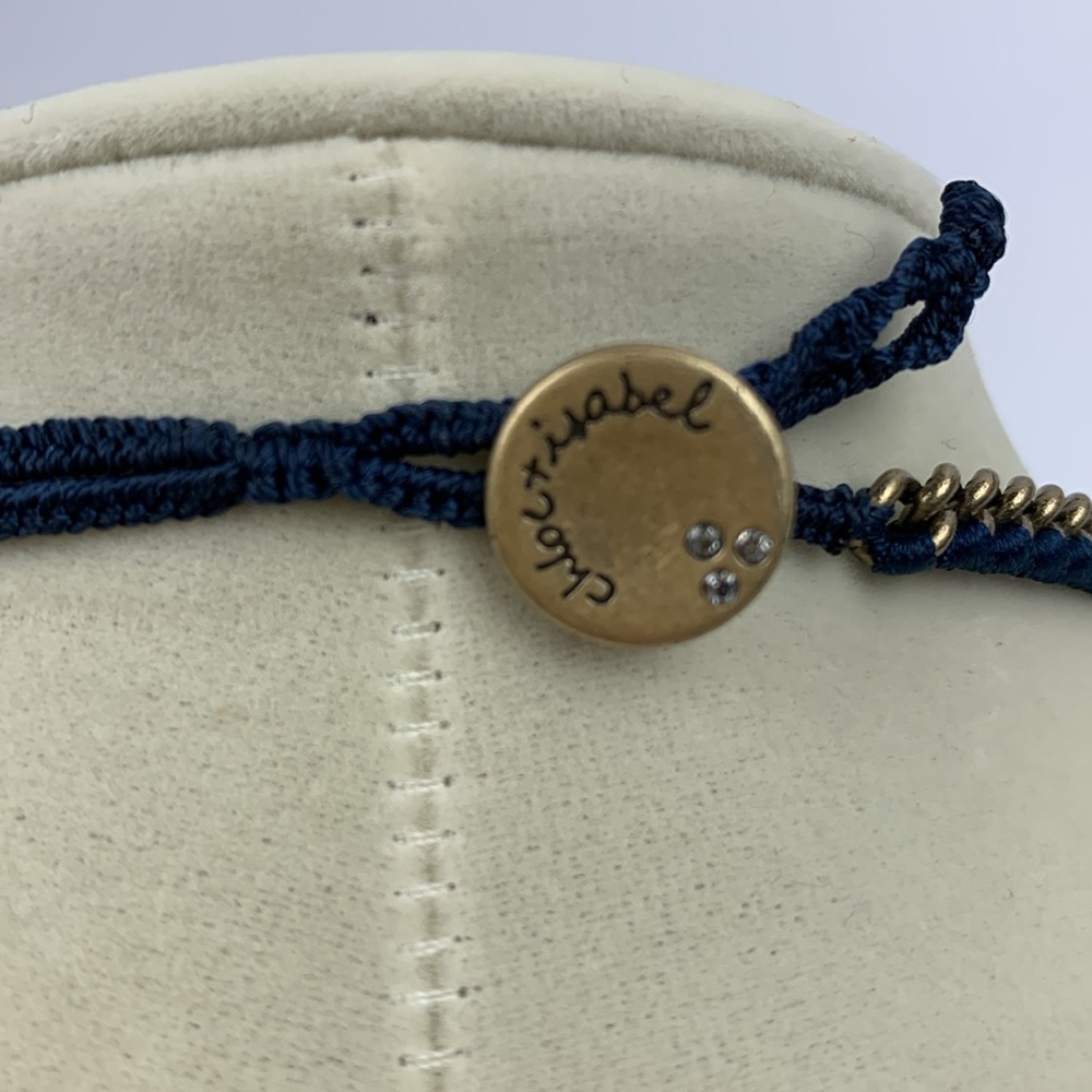 Chloe & Isabel jeweled necklace Antique gold and Navy blue 28” long New NWOT - Picture 4 of 11